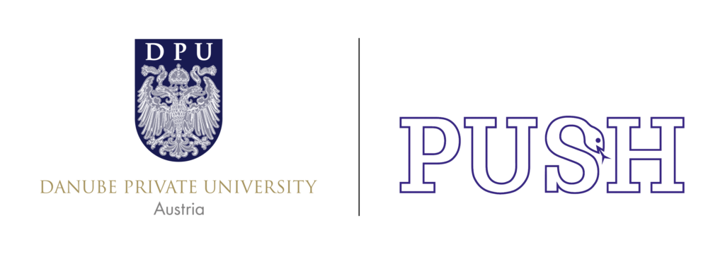 Logos für die Danube Private University Austria und PUSH